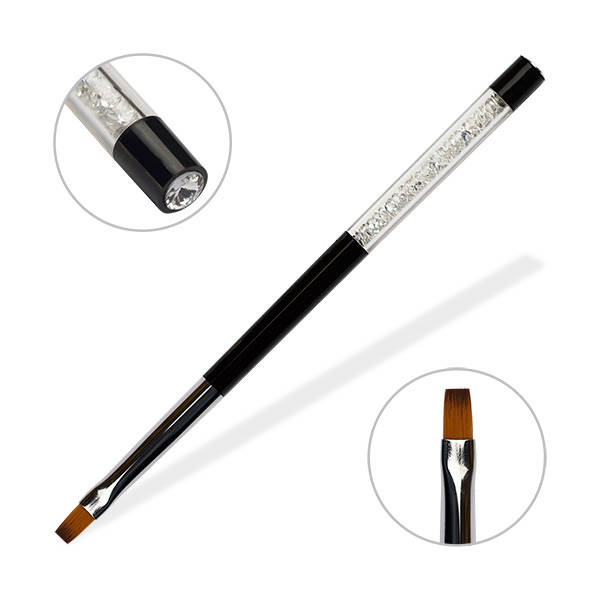 GEL BRUSH NO. 4 BLACK WITH CRYSTALS, STRAIGHT