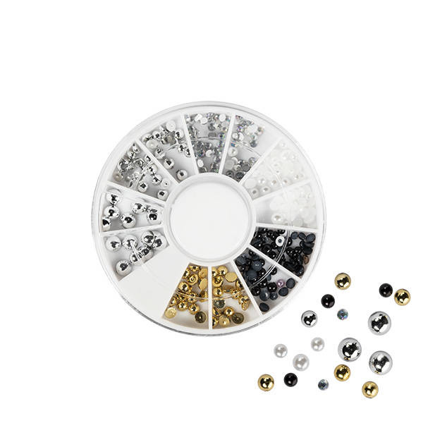 Nail Art rhinestones silver, gold, black