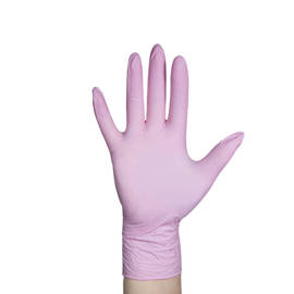 Puderfreie rosa Handschuhe aus Nitril M
