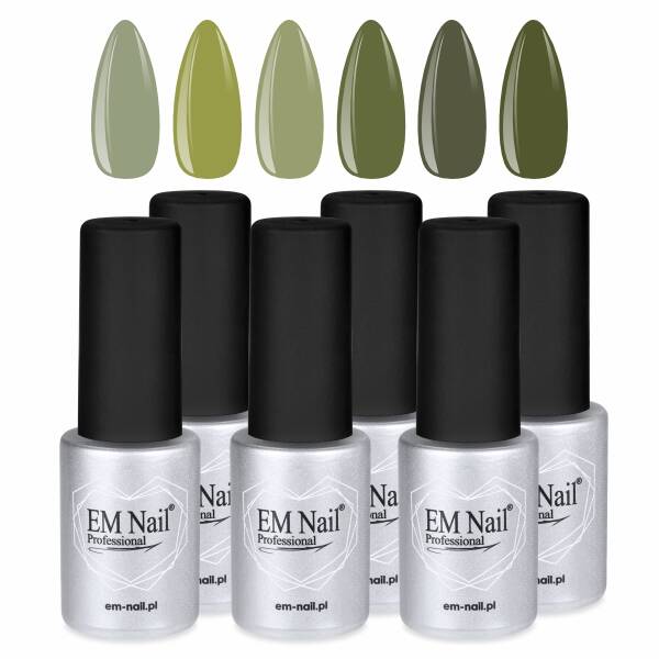 6x Premium Gel Green Message EM Nail