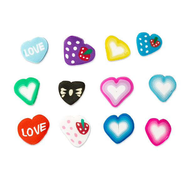 3D Fimo Nagelverzierungen – Mix aus Herzen und Mustern