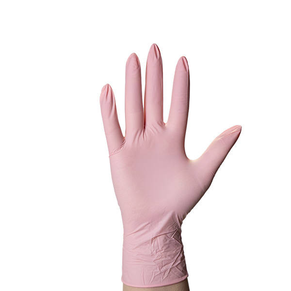 Puderfreie rosa Handschuhe aus Nitril M