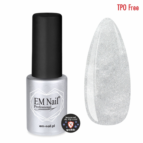 Tempered Dry Top Coat hartowany Sparkle 6ml EM Nail