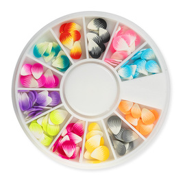 3D Fimo Nagelverzierungen – Blütenblätter, Mix aus Farben  