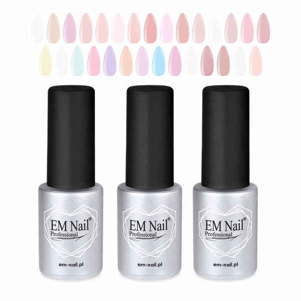 Pakiet 3 Baz – Power Base, Power Base Color i Fiber Base EM Nail Professional 6ml