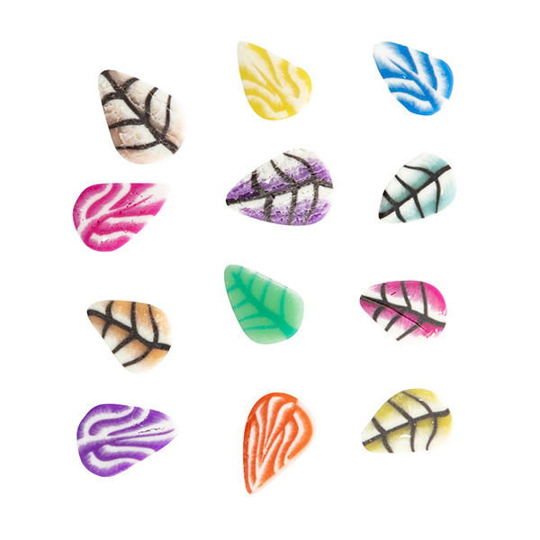 3D Fimo Nagelverzierungen – Blätter-Mix, 12 Muster