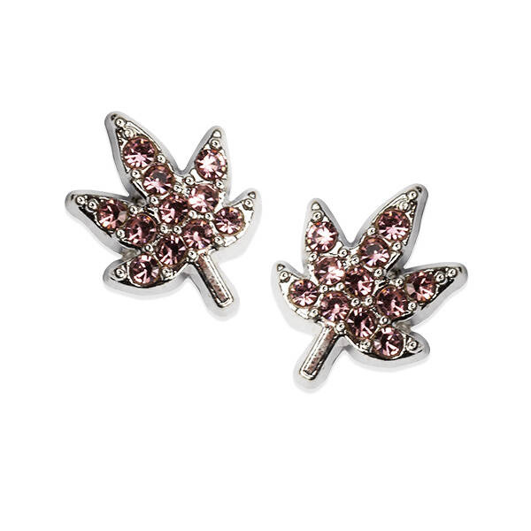 3D-Dekorationen/Schmuck, Blatt, silber – rosa Zirkone