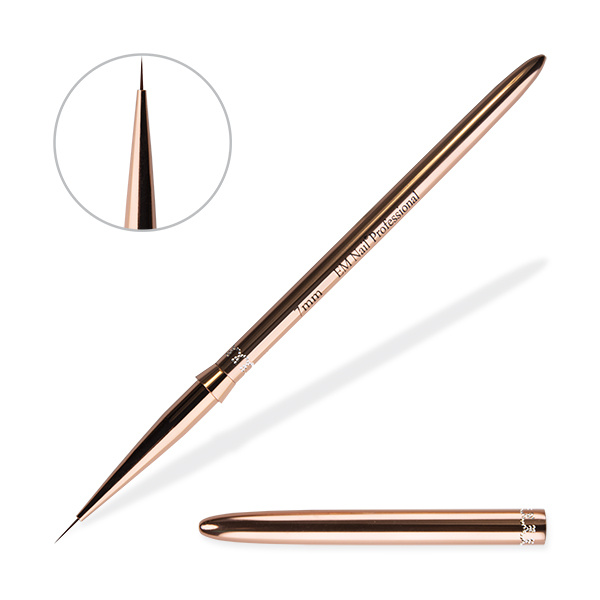Pędzelek do zdobień 7 mm – metalowy rosegold EM Nail 