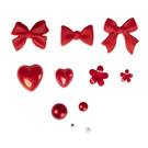 Rote Schleifen, Perlen, 3D-Herzen – Nagelschmuck Nr. 13