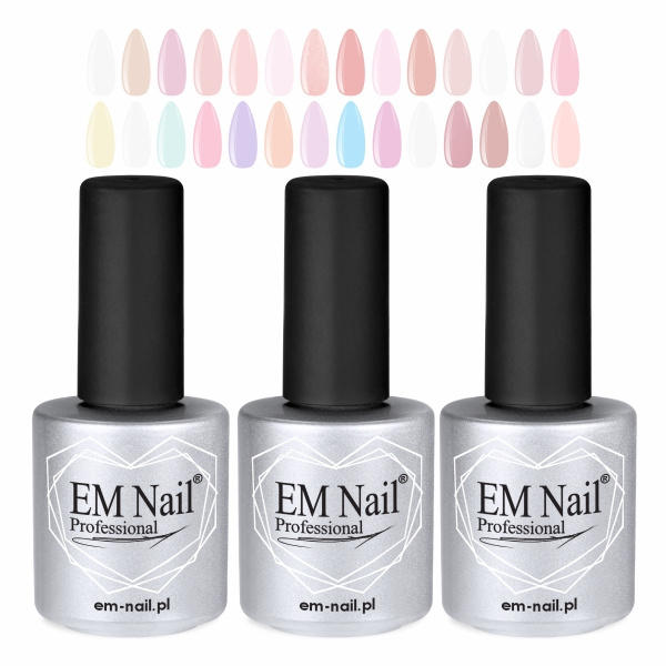 Pakiet 3 Baz – Power Base, Power Base Color i Fiber Base EM Nail Professional 15ml 