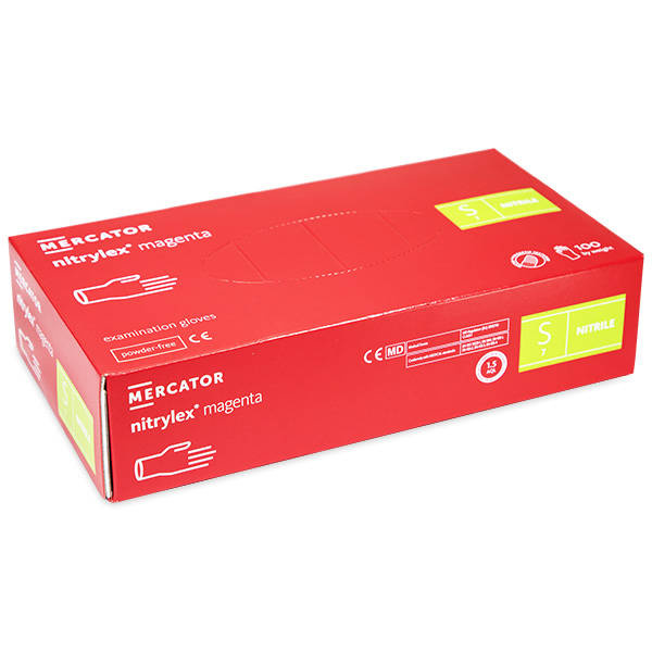 Rękawiczki nitrylowe bezpudrowe różowe magenta S
