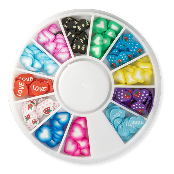 3D Fimo Nagelverzierungen – Mix aus Herzen und Mustern  