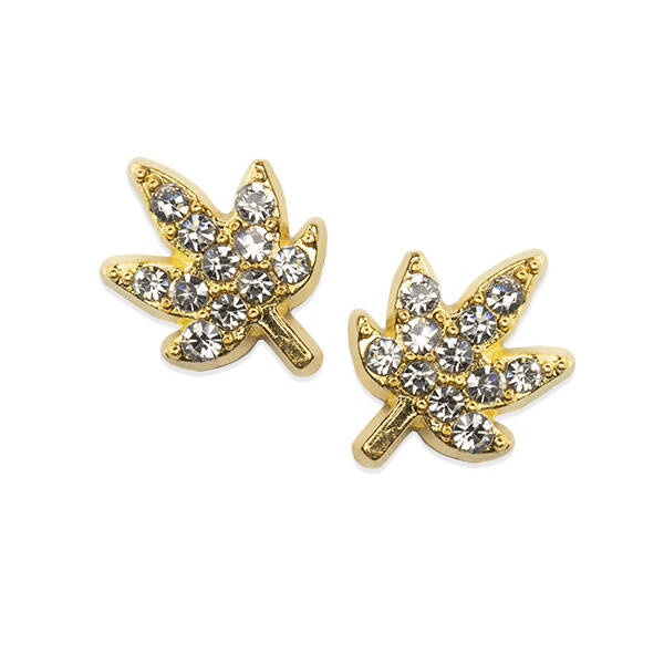 3D-Dekorationen/Schmuck , Blatt, gold mit Zirkonen