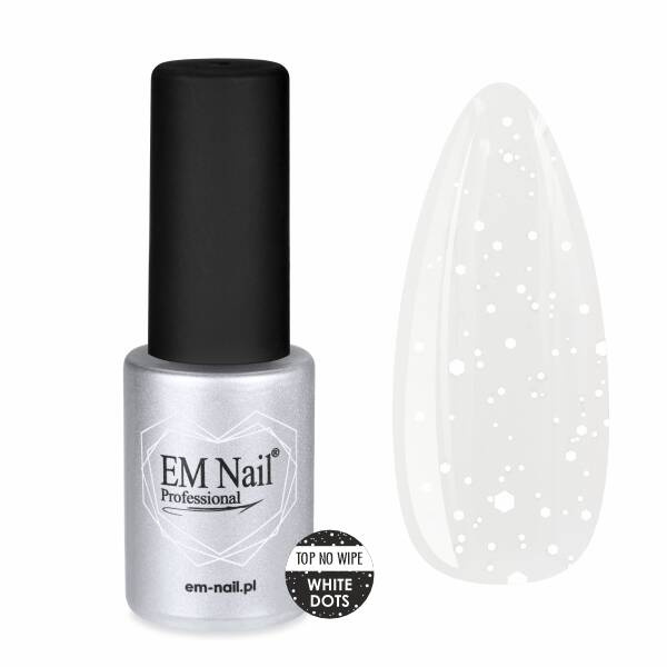 Top Coat No Wipe White Dots 6ml EM Nail