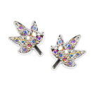 3D-Dekorationen/Schmuck, Blatt, silber, Holo-Strasssteine