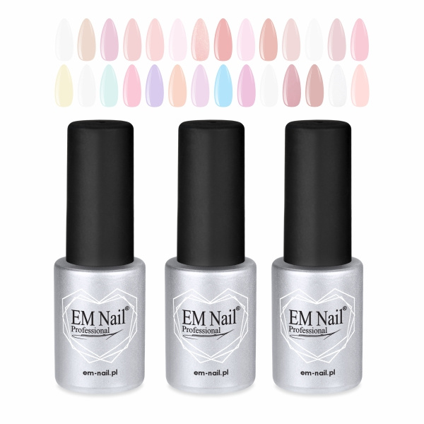 Pakiet 3 Baz – Power Base, Power Base Color i Fiber Base EM Nail Professional 6ml 