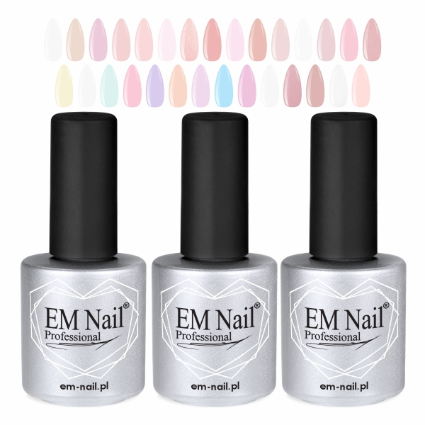 Pakiet 3 Baz – Power Base, Power Base Color i Fiber Base EM Nail Professional 15ml