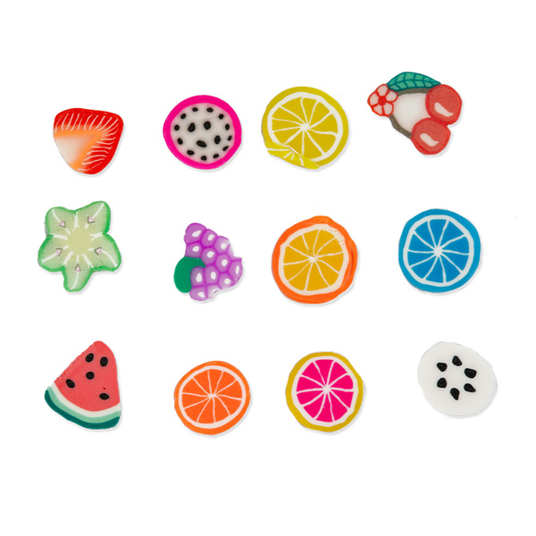 3D Fimo Nagelverzierungen – Früchte-Mix, 12 Muster
