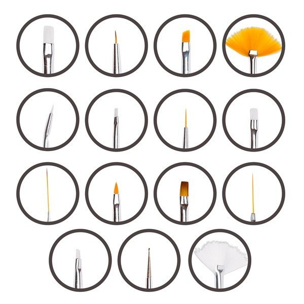 Zestaw 15x pędzelek do żelu, zdobień