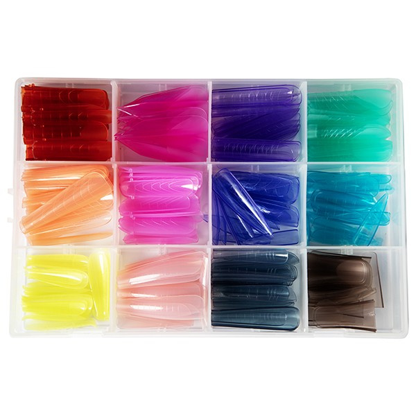 Formy Górne Kolorowe do Poly Żelu | 288 szt. | 12 Profesjonalnych Kształtów - EM Nail Professional