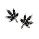 3D-Dekorationen/Schmuck, Blatt, silber – schwarze Zirkone