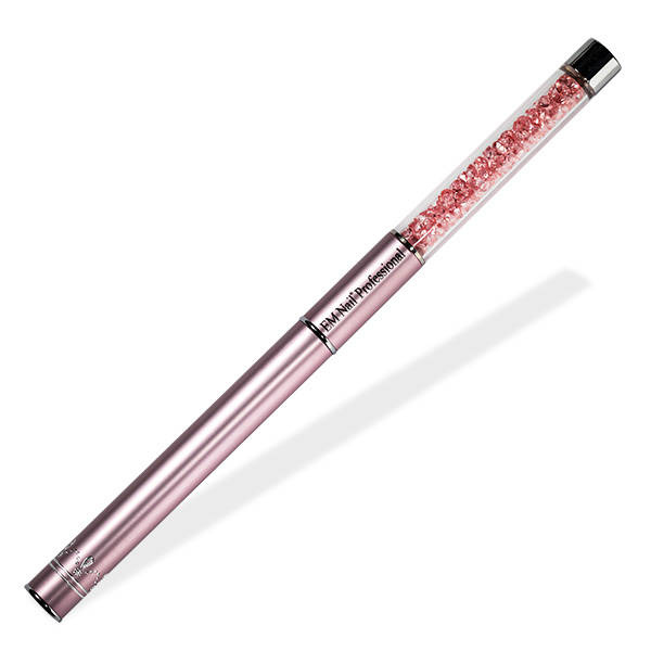 Gelpinsel Nr. 4 – abgerundet, Roségold, mit Kristallen, EM Nail