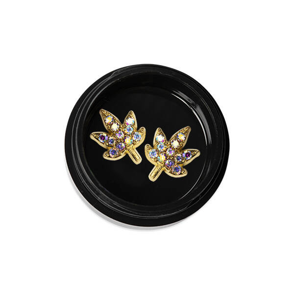 Ozdoby 3D/ biżuteria złoty liść cyrkonie holo